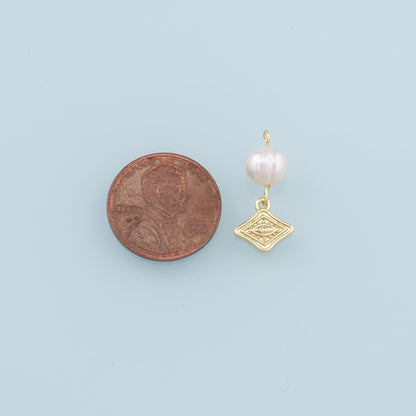 18K Gold Filled Pearl Evil Eye Charm Pendant for Jewelry Making