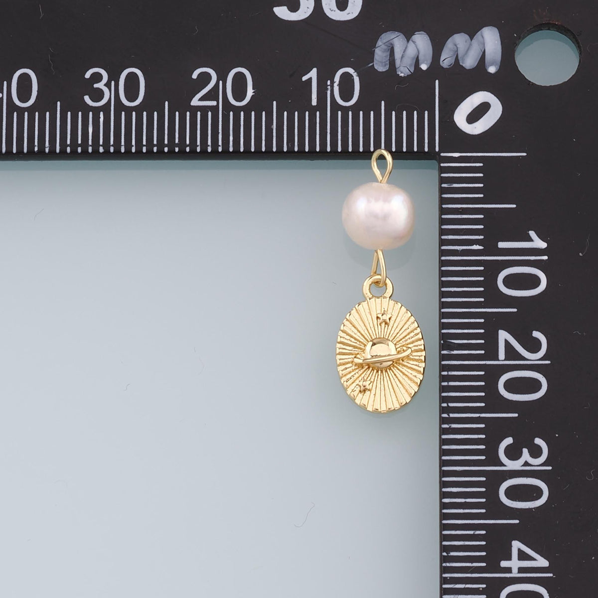 18K Gold Filled Pearl Universe Pendant,Dainty Universe Charm Bracelet Necklace for DIY Jewelry Making Supply