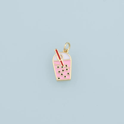 18K Gold Filled Hand Enamel Charm Pendant for Jewelry Making