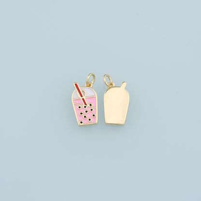 18K Gold Filled Hand Enamel Charm Pendant for Jewelry Making