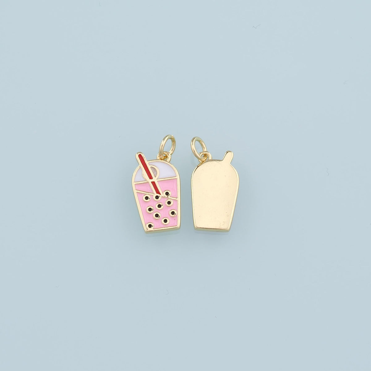 18K Gold Filled Milk Tea Pendant,Enamel Milk Tea Charm Bracelet Necklace for DIY Jewelry Making Supply