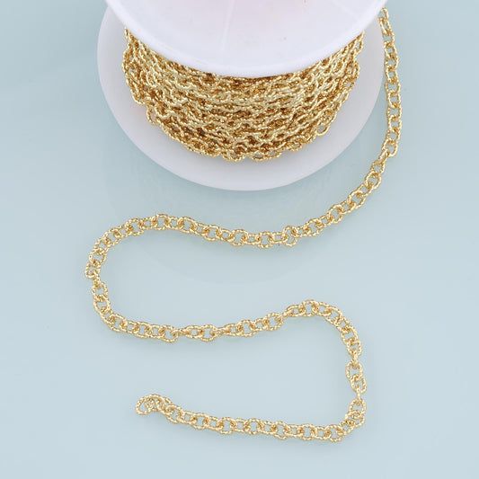 Gold Oval Chain,18K Gold Filled Oval paper clip Chain for Necklace Bracelet DIY Jewelry Making Supply