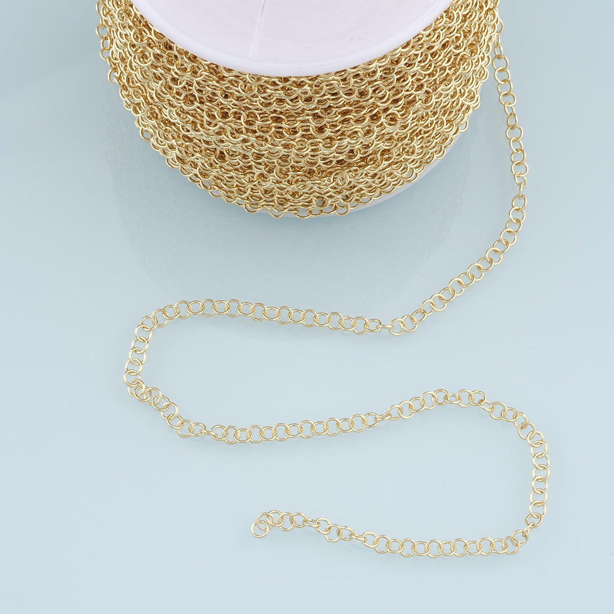 18K Gold Filled Round Paperclip Chain 3.28 ft, 16.40 ft for Jewelry Making