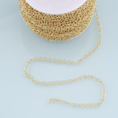 18K Gold Filled Round Paperclip Chain 3.28 ft, 16.40 ft for Jewelry Making