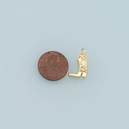 Gold Boots Charms,18K Gold Filled Boots Pendant,Cowboy Boots Charm Bracelet Necklace for DIY Jewelry Making Supply
