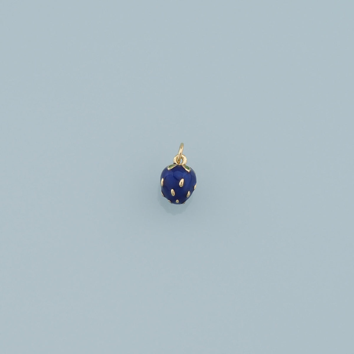 Gold Blue strawberry Charms,18K Gold Filled Enamel strawberry Pendant,Fruit Charm Bracelet Necklace for DIY Jewelry Making Su