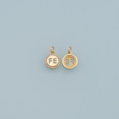 Gold Fe Charms,18K Gold Filled Round Pendant,Fe Charm Bracelet Necklace for DIY Jewelry Making Supply