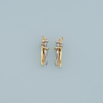 Hugging Couple Charms,18K Gold Filled Dancing Hugging Pendant,Soulmate Charm Bracelet Necklace for DIY Jewelry Making Supply