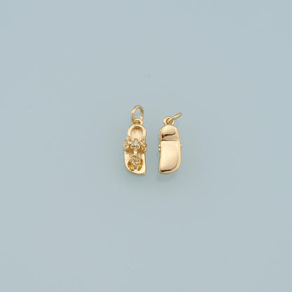 Gold Ballerina Shoes Dangle Charms,18K Gold Filled Flat Shoes Pendant,Shoes Charm Bracelet Necklace for DIY Jewelry Making Su
