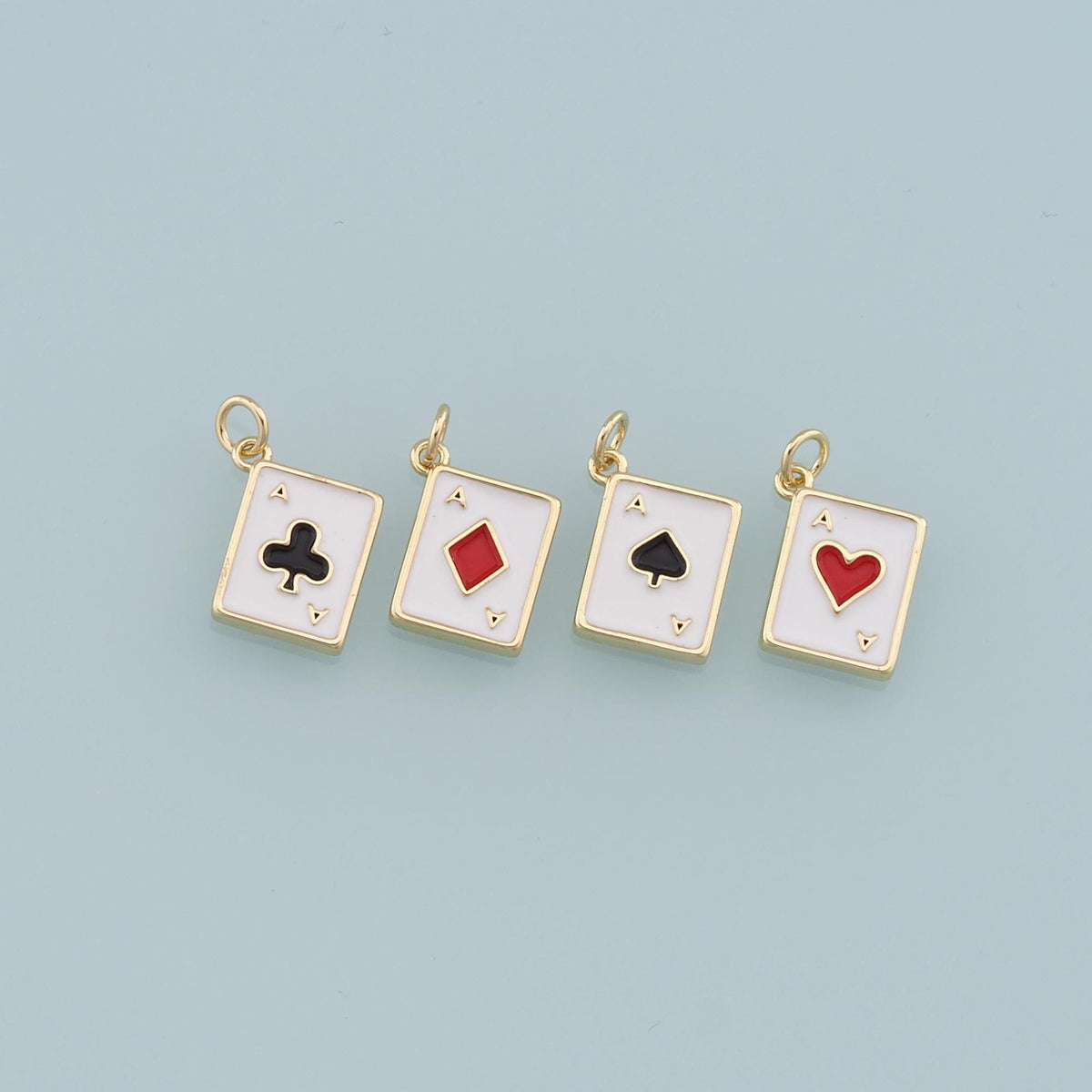Gold Poker Charms,18K Gold Filled Poker Pendant,Playing Card Charm Bracelet Necklace for DIY Jewelry Making Supply