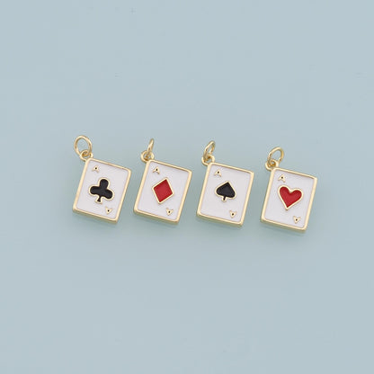 Gold Poker Charms,18K Gold Filled Poker Pendant,Playing Card Charm Bracelet Necklace for DIY Jewelry Making Supply