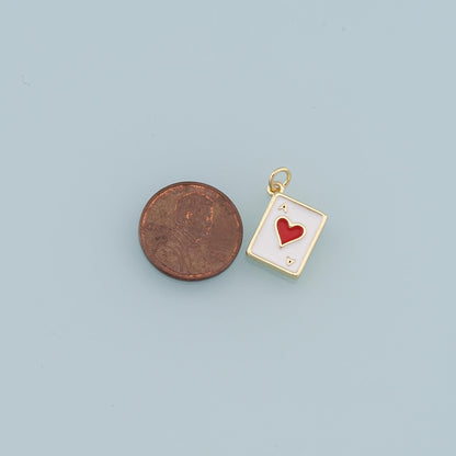 Gold Poker Charms,18K Gold Filled Poker Pendant,Playing Card Charm Bracelet Necklace for DIY Jewelry Making Supply