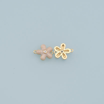 18K Gold Filled Flower Enamel Charm Pendant for Jewelry Making