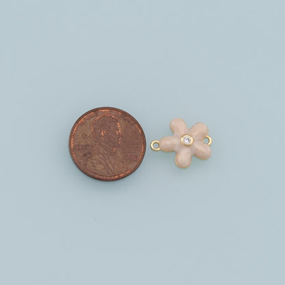 18K Gold Filled Flower Enamel Charm Pendant for Jewelry Making