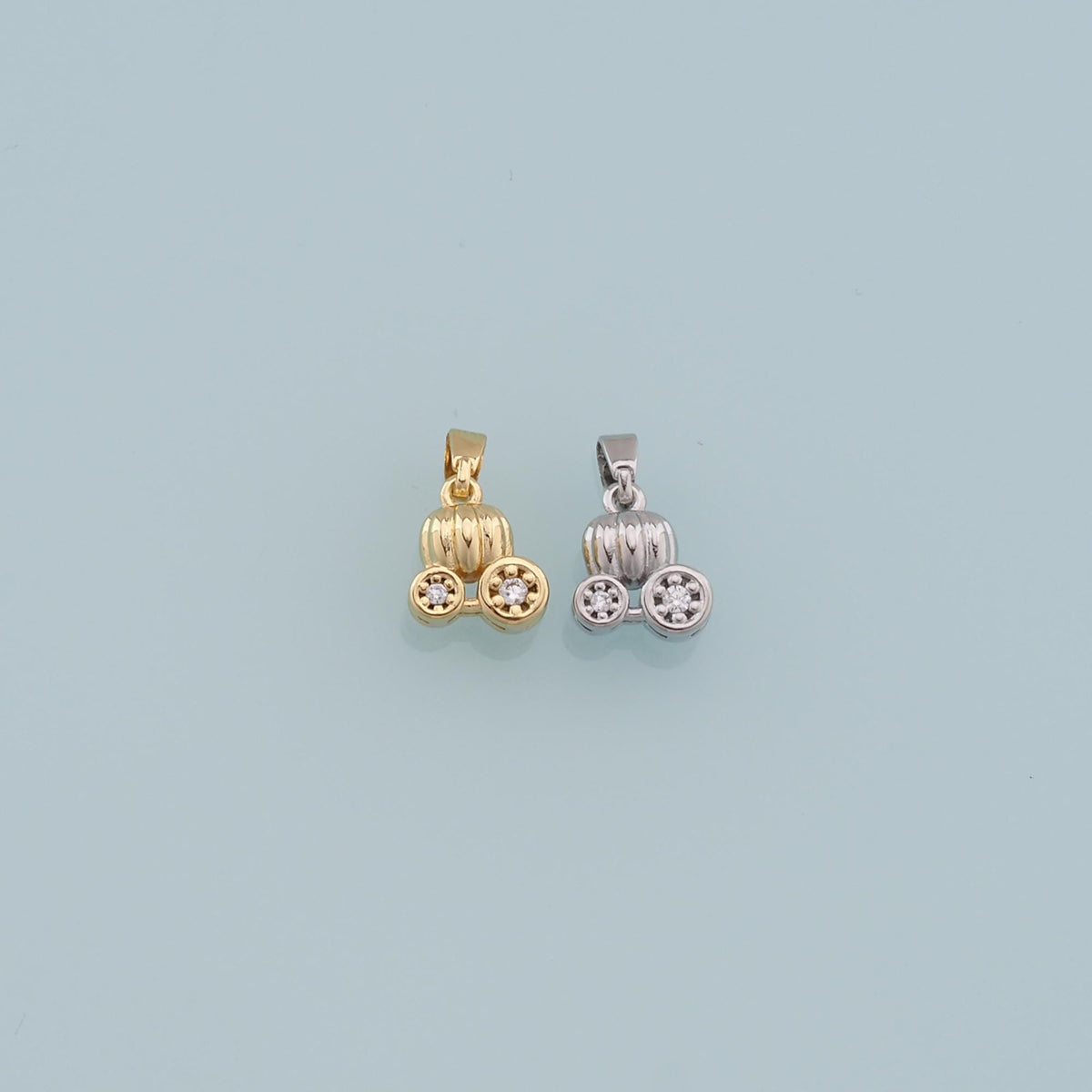 Gold Pumpkin Charms,18K Gold Filled pumpkin cart Pendant,pumpkin cart Charm Bracelet Necklace for DIY Jewelry Making Supply