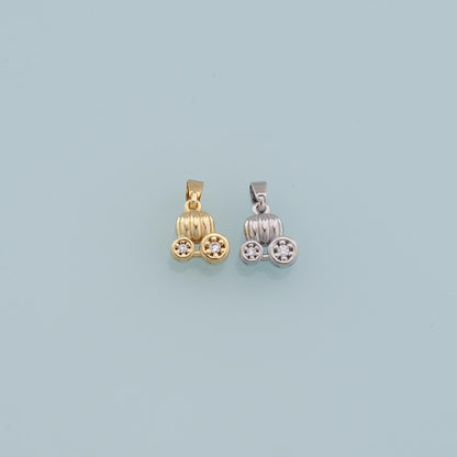 Gold Pumpkin Charms,18K Gold Filled pumpkin cart Pendant,pumpkin cart Charm Bracelet Necklace for DIY Jewelry Making Supply