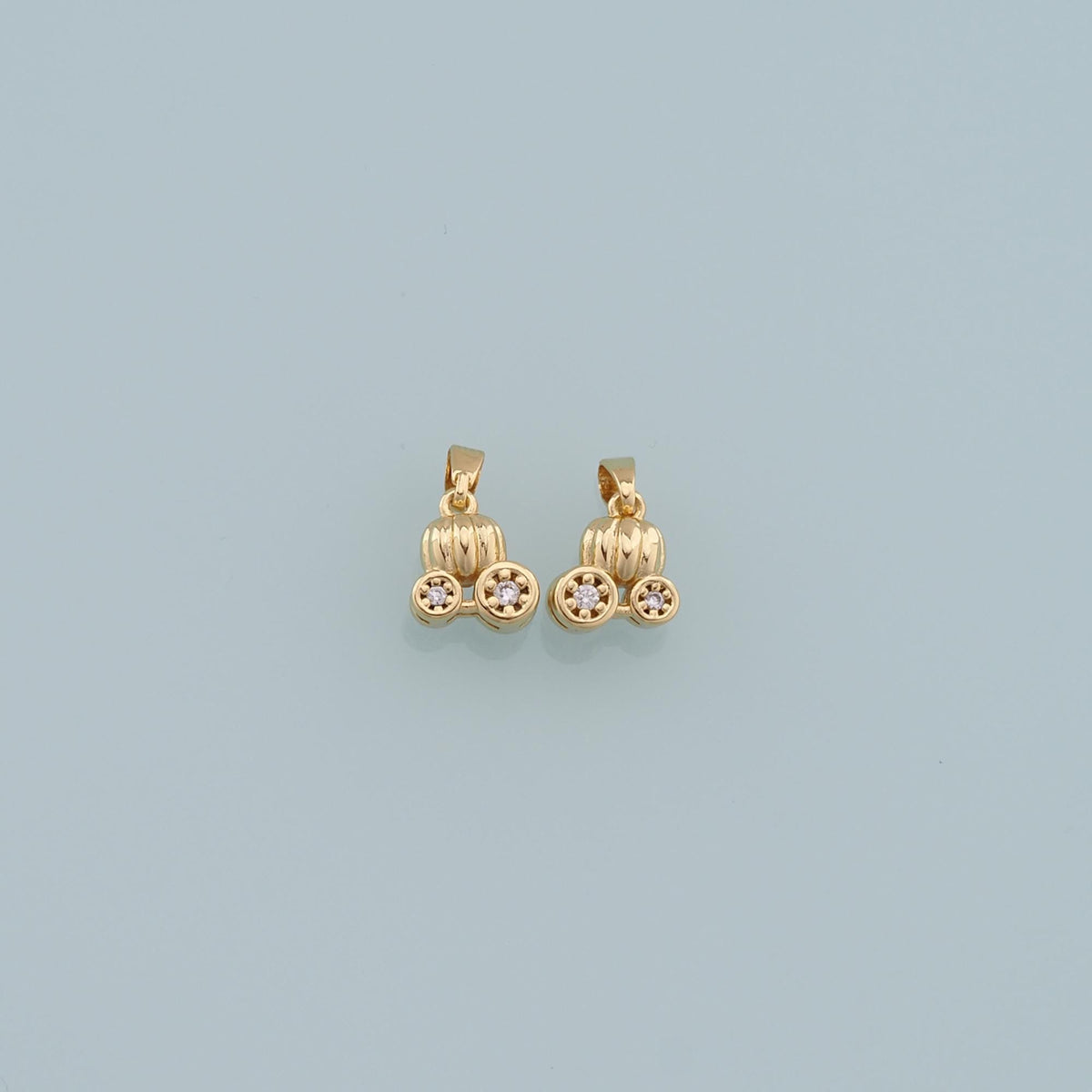 Gold Pumpkin Charms,18K Gold Filled pumpkin cart Pendant,pumpkin cart Charm Bracelet Necklace for DIY Jewelry Making Supply