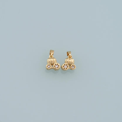 Gold Pumpkin Charms,18K Gold Filled pumpkin cart Pendant,pumpkin cart Charm Bracelet Necklace for DIY Jewelry Making Supply