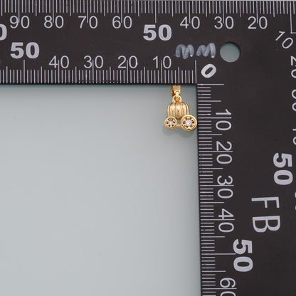 Gold Pumpkin Charms,18K Gold Filled pumpkin cart Pendant,pumpkin cart Charm Bracelet Necklace for DIY Jewelry Making Supply