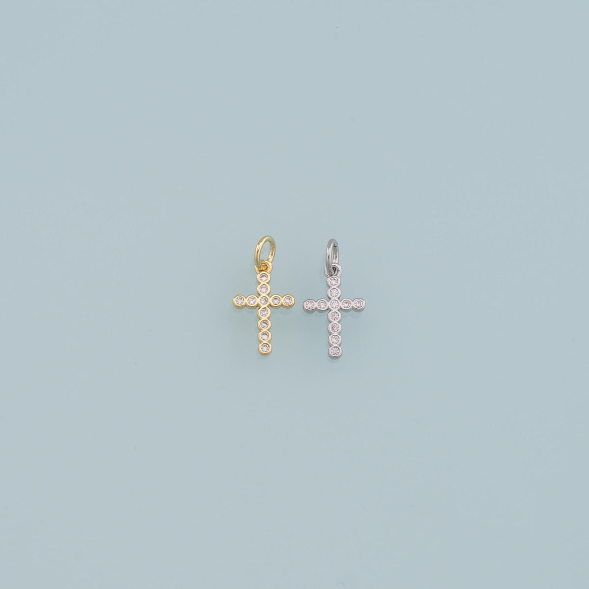 Gold Cross Charms,18K Gold Filled Cross Pendant,CZ Cross Charm Bracelet Necklace for DIY Jewelry Making Supply