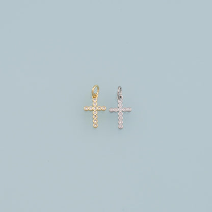 Gold Cross Charms,18K Gold Filled Cross Pendant,CZ Cross Charm Bracelet Necklace for DIY Jewelry Making Supply