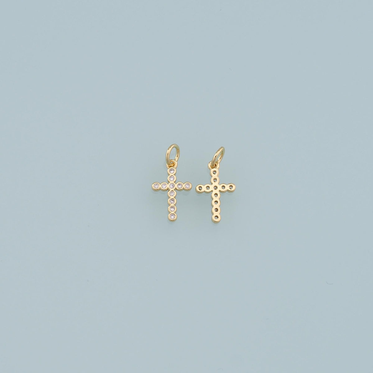 Gold Cross Charms,18K Gold Filled Cross Pendant,CZ Cross Charm Bracelet Necklace for DIY Jewelry Making Supply