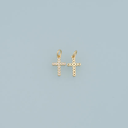 Gold Cross Charms,18K Gold Filled Cross Pendant,CZ Cross Charm Bracelet Necklace for DIY Jewelry Making Supply