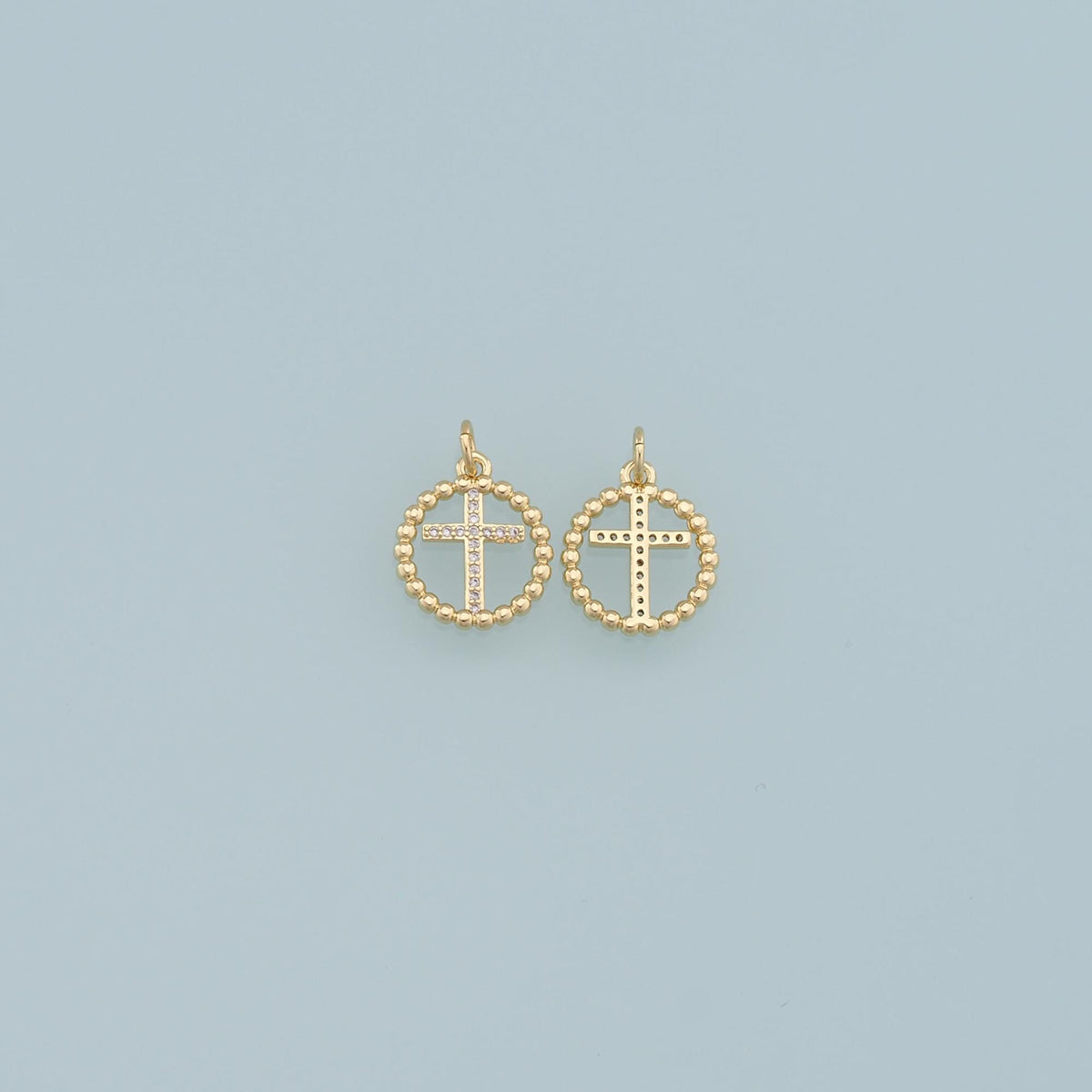 18K Gold Filled Cross CZ Charm Pendant for Jewelry Making