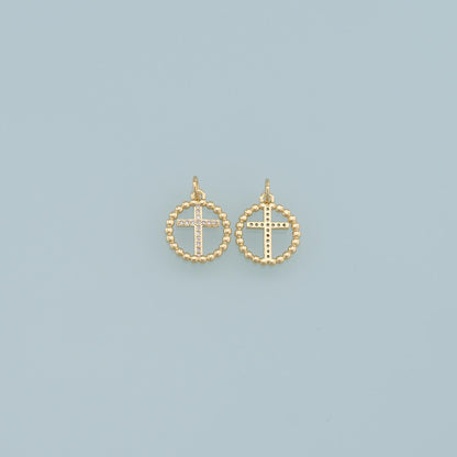18K Gold Filled Cross CZ Charm Pendant for Jewelry Making