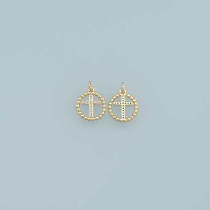 Gold Cross Charms,18K Gold Filled Cross Pendant,CZ Cross Charm Bracelet Necklace for DIY Jewelry Making Supply