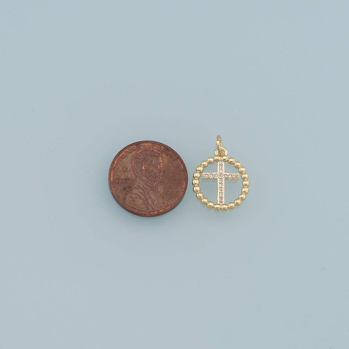 18K Gold Filled Cross CZ Charm Pendant for Jewelry Making
