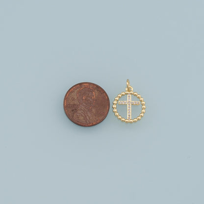 Gold Cross Charms,18K Gold Filled Cross Pendant,CZ Cross Charm Bracelet Necklace for DIY Jewelry Making Supply