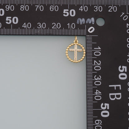 Gold Cross Charms,18K Gold Filled Cross Pendant,CZ Cross Charm Bracelet Necklace for DIY Jewelry Making Supply
