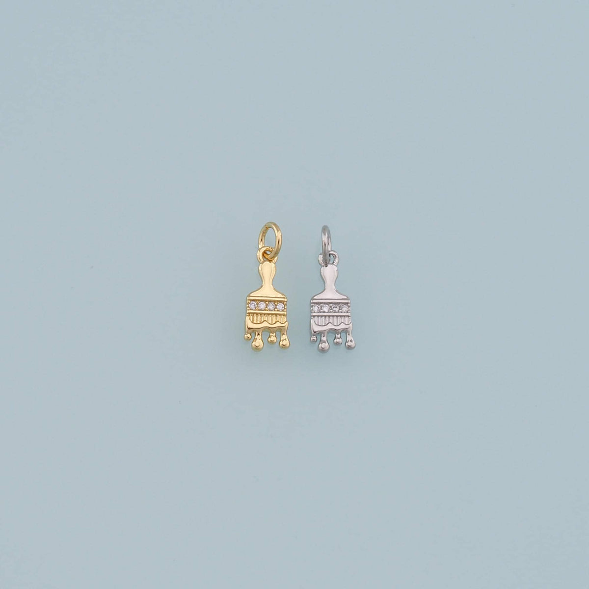 Gold Brush Charms,18K Gold Filled Brush Pendant,Brush Charm Bracelet Necklace for DIY Jewelry Making Supply
