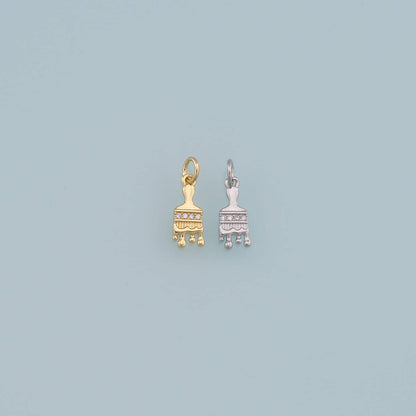 Gold Brush Charms,18K Gold Filled Brush Pendant,Brush Charm Bracelet Necklace for DIY Jewelry Making Supply