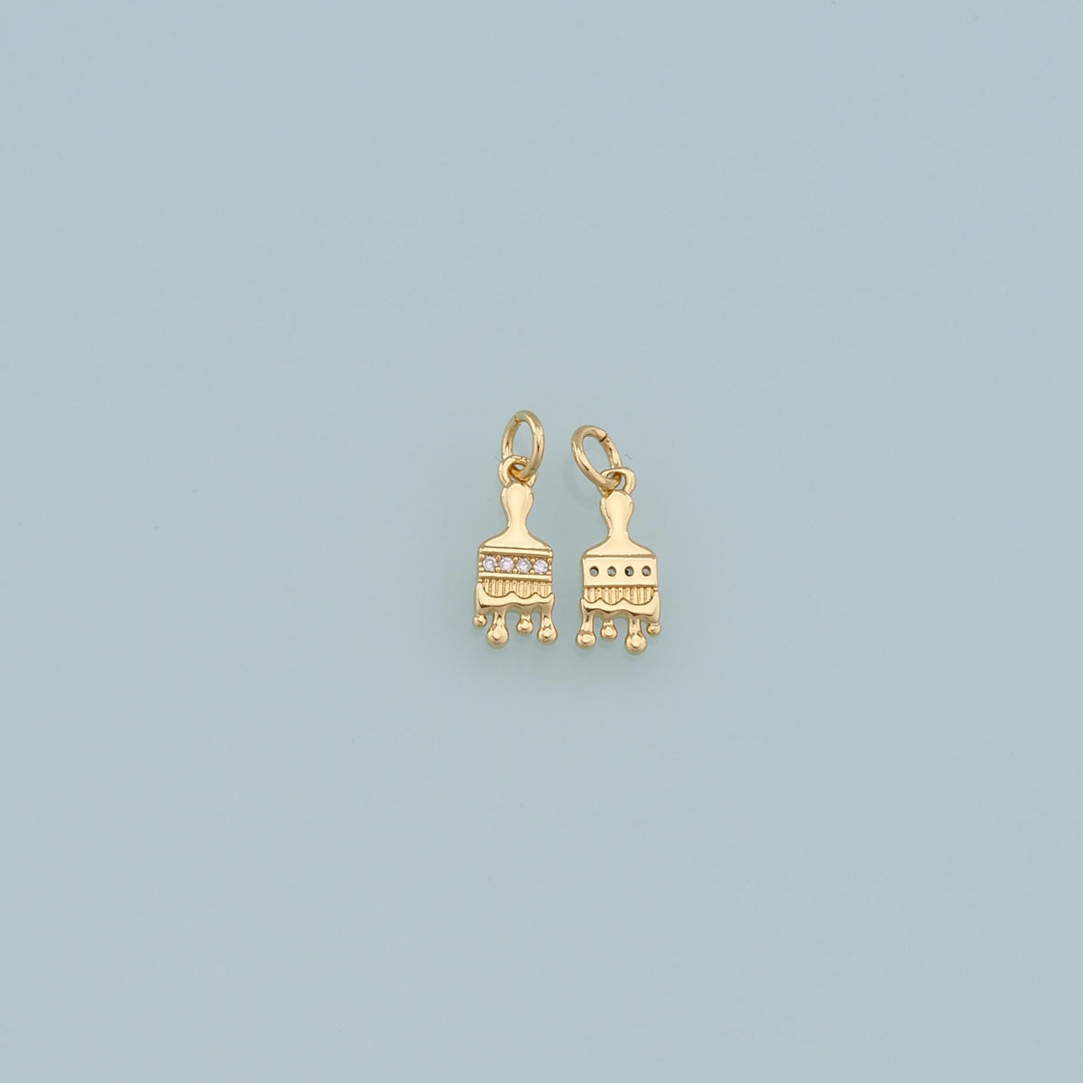 Gold Brush Charms,18K Gold Filled Brush Pendant,Brush Charm Bracelet Necklace for DIY Jewelry Making Supply