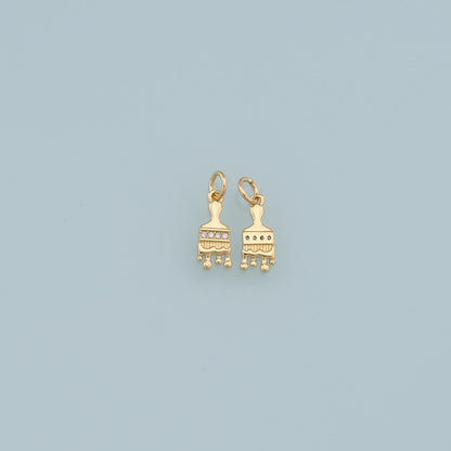 Gold Brush Charms,18K Gold Filled Brush Pendant,Brush Charm Bracelet Necklace for DIY Jewelry Making Supply