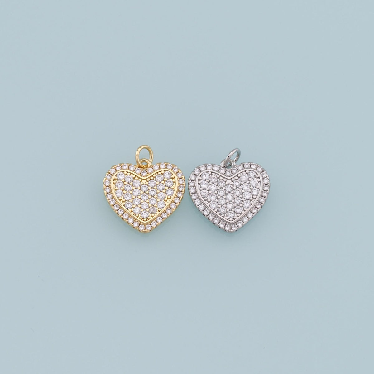 Gold Heart Charms,18K Gold Filled Heart Pendant,Red Heart Charm Bracelet Necklace for DIY Jewelry Making Supply