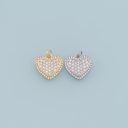 Gold Heart Charms,18K Gold Filled Heart Pendant,Red Heart Charm Bracelet Necklace for DIY Jewelry Making Supply