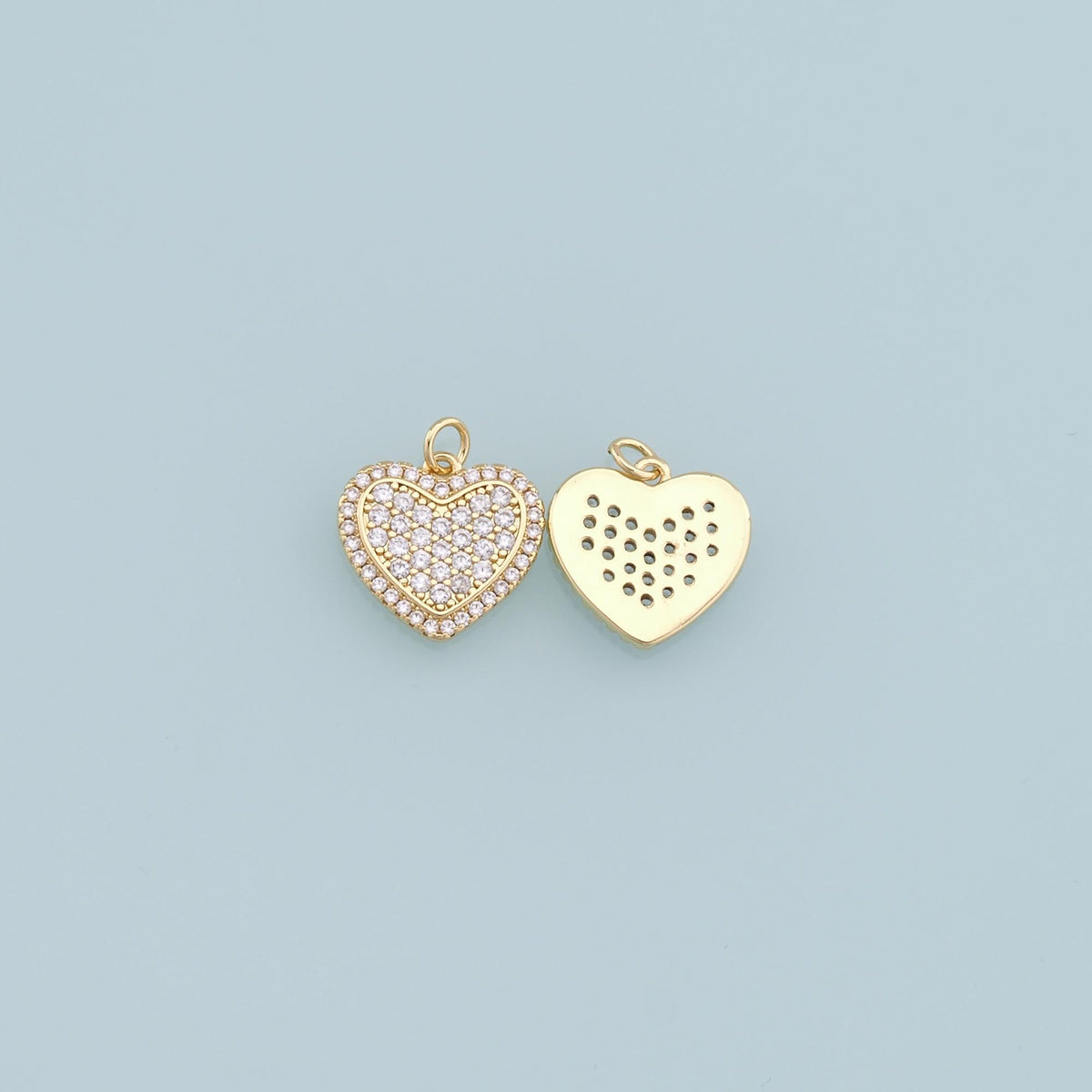 Gold Heart Charms,18K Gold Filled Heart Pendant,Red Heart Charm Bracelet Necklace for DIY Jewelry Making Supply