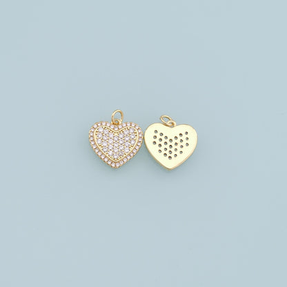 Gold Heart Charms,18K Gold Filled Heart Pendant,Red Heart Charm Bracelet Necklace for DIY Jewelry Making Supply
