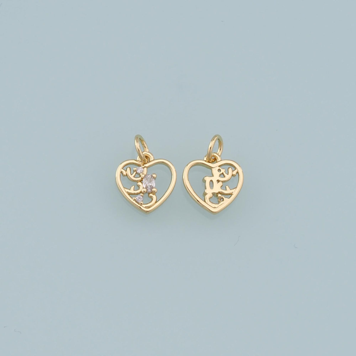 Gold Heart Charms,18K Gold Filled Heart Pendant,Heart Charm Bracelet Necklace for DIY Jewelry Making Supply