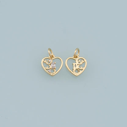 Gold Heart Charms,18K Gold Filled Heart Pendant,Heart Charm Bracelet Necklace for DIY Jewelry Making Supply