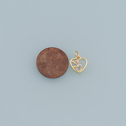 Gold Heart Charms,18K Gold Filled Heart Pendant,Heart Charm Bracelet Necklace for DIY Jewelry Making Supply