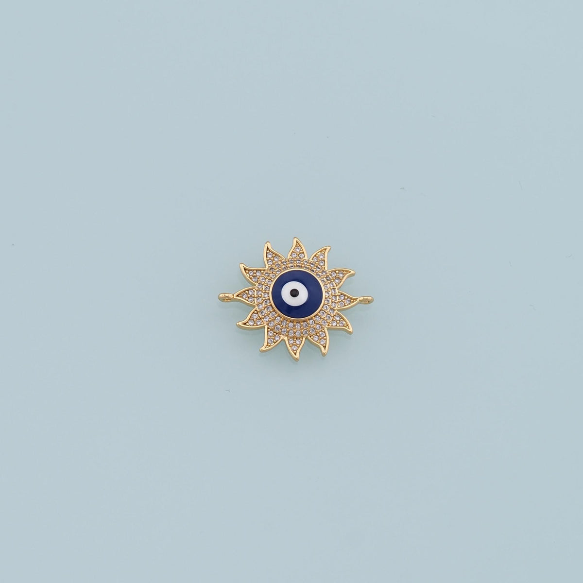 Gold Evil Eye Charms,18K Gold Filled Evil Eye Sun Pendant,CZ Micro Pave Evil Eye Charm Bracelet Necklace for DIY Jewelry Maki