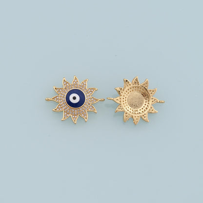 Gold Evil Eye Charms,18K Gold Filled Evil Eye Sun Pendant,CZ Micro Pave Evil Eye Charm Bracelet Necklace for DIY Jewelry Maki