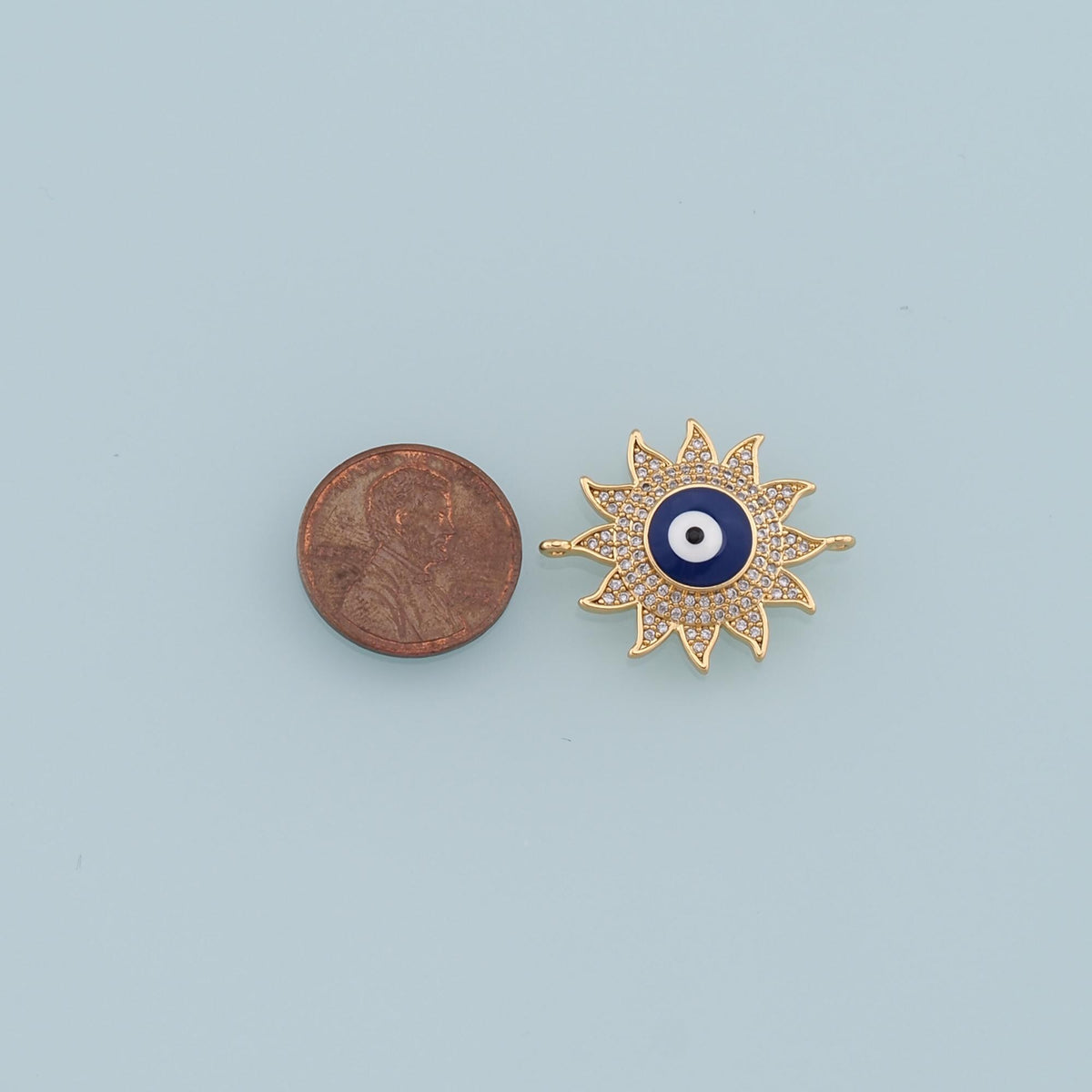 Gold Evil Eye Charms,18K Gold Filled Evil Eye Sun Pendant,CZ Micro Pave Evil Eye Charm Bracelet Necklace for DIY Jewelry Maki