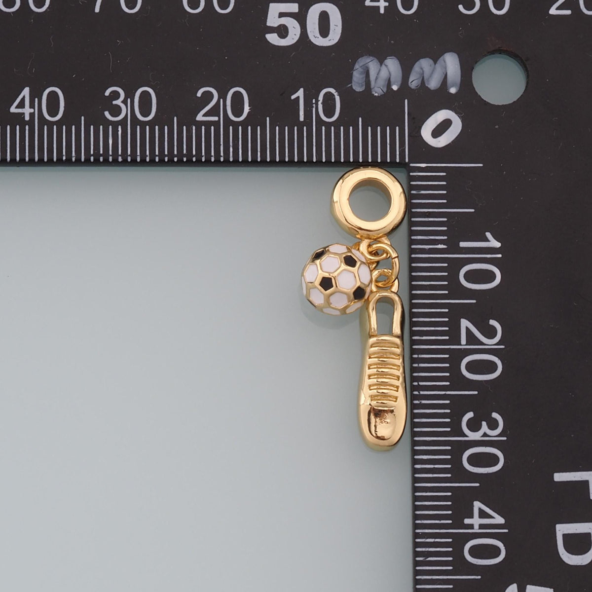 Gold Football Charms,18K Gold Filled Football Pendant,Soccer Shoes Charm Bracelet Necklace for DIY Jewelry Making Supply