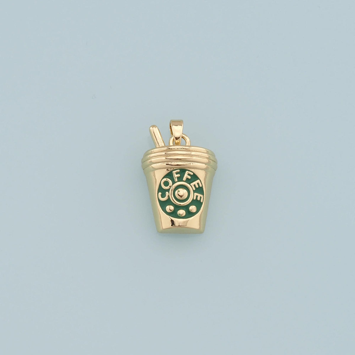 Gold cup Charms,18K Gold Filled cup Pendant,coffee cup Charm Bracelet Necklace for DIY Jewelry Making Supply