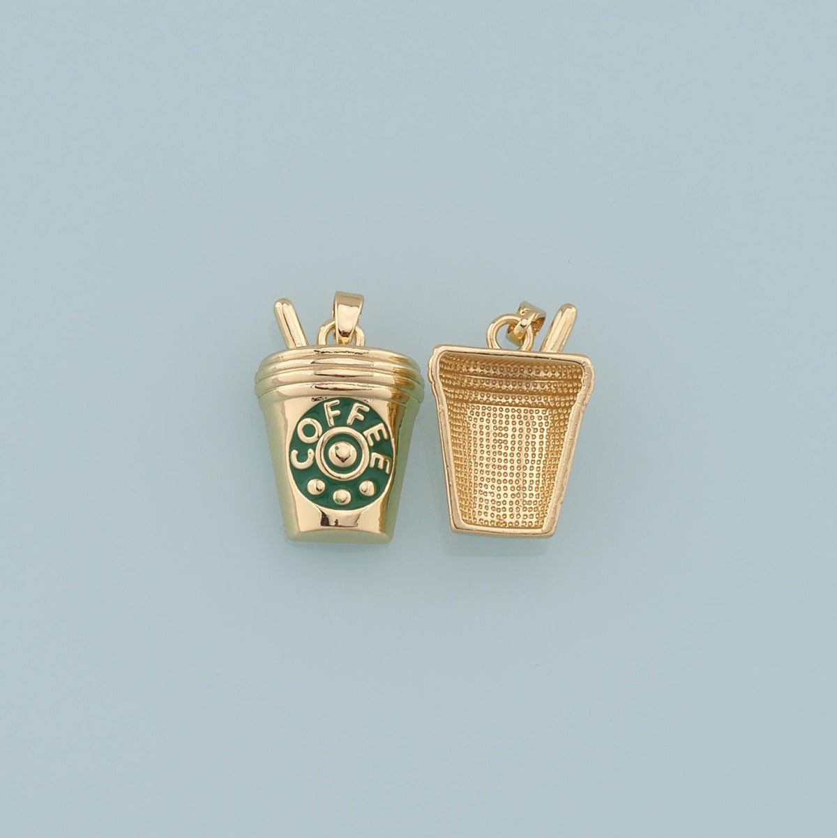 Gold cup Charms,18K Gold Filled cup Pendant,coffee cup Charm Bracelet Necklace for DIY Jewelry Making Supply